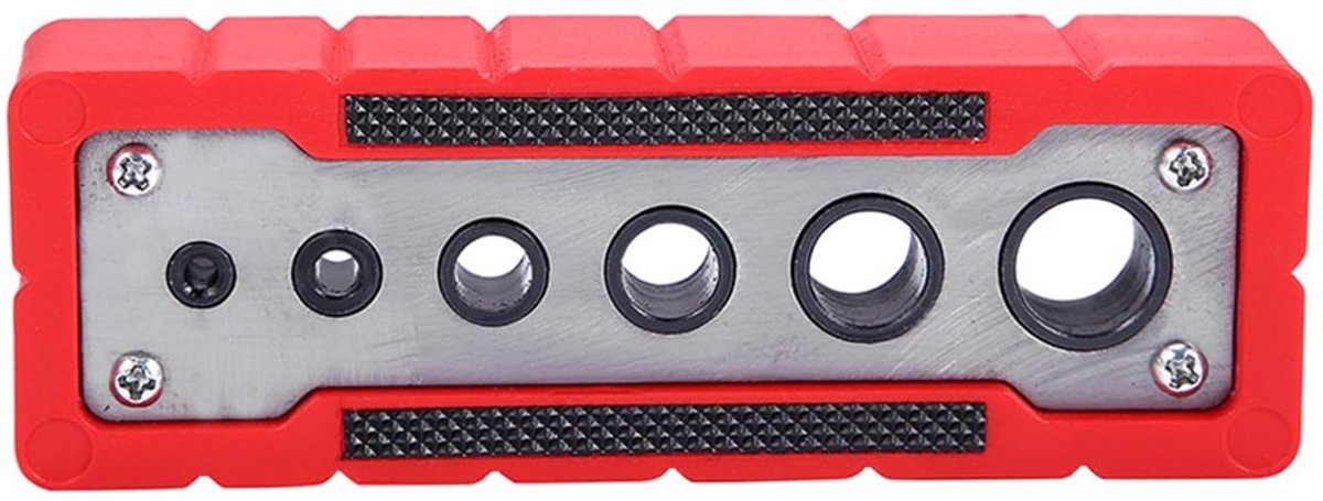 Dailygoods- Deuvelmal Draagbaar - Boorgeleider 6 Gaten - Houtbewerking - Geschikt voor Diverse Ponsdiameters - Duurzaam Snelstaal - Essentieel Hulpmiddel - Boorgids