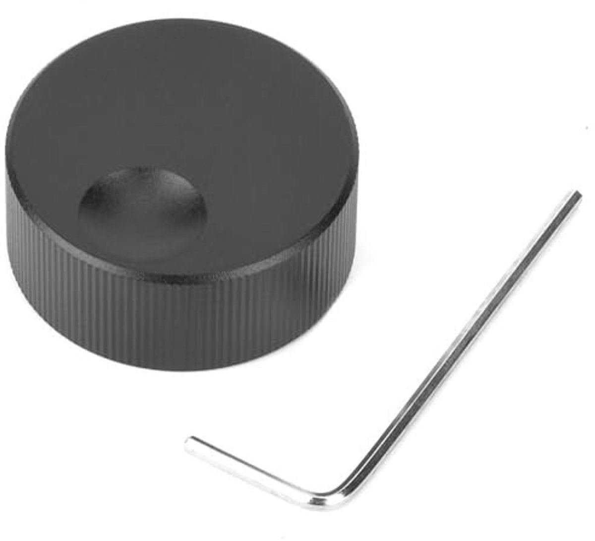 Dailygoods - Zwart Matte Potentiometerknop - Volumeregelaar - Massief Aluminium - 32x13 Mm - Duurzaam en Slijtvast - Geschikt voor 6 Mm Potentiometer