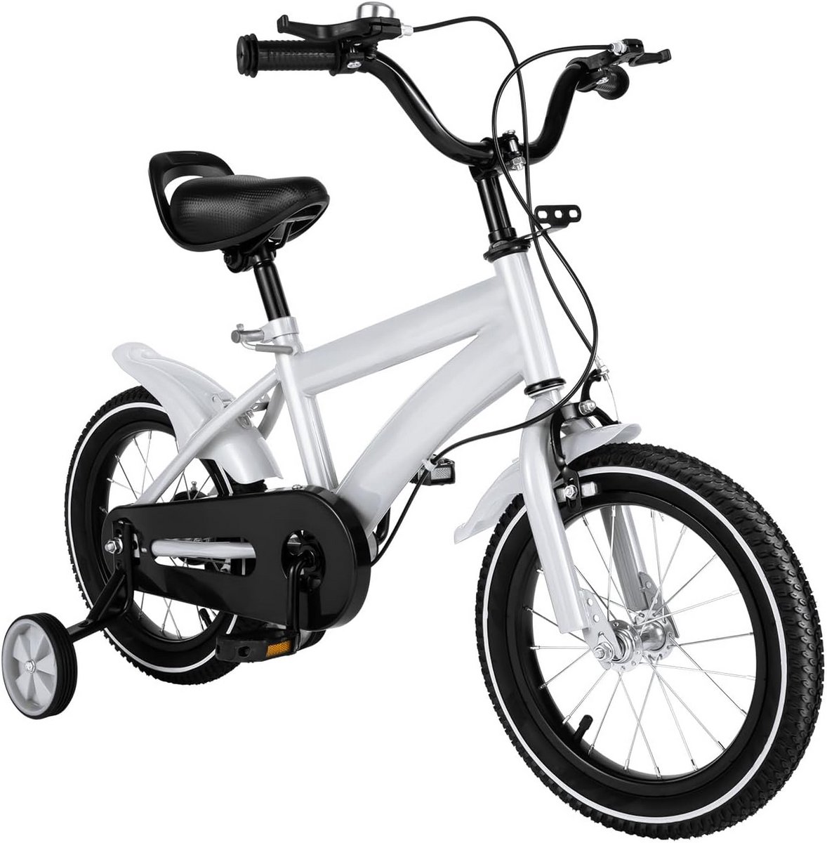 Kinderfiets Loopfiets peuter Leren fietsen Verstelbaar stuur zadel 14 inch Wit zwart