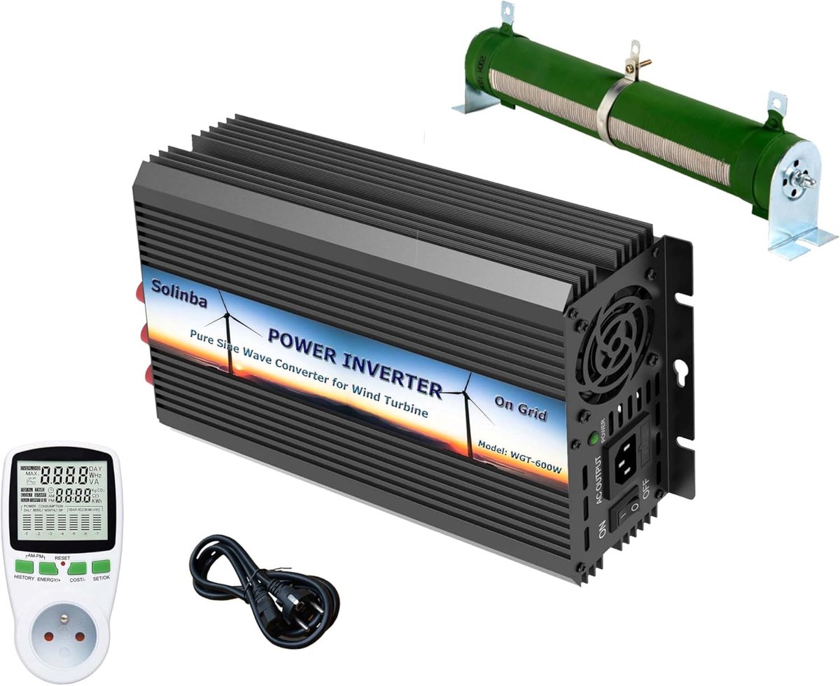 Netomvormer - Omvormer Windenergie - Windenergie omzetten - Zuivere sinusgolf - 600 W - Grijs