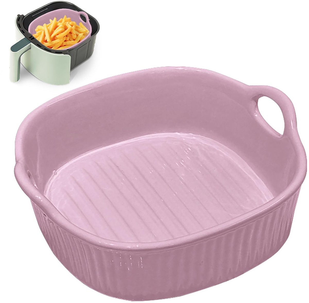 Dailygoods- Ovenschaal 650 ml - Keramisch - Vierkant - Bakvorm voor lasagne - Geschikt voor oven/airfryer - Hittebestendig keramiek