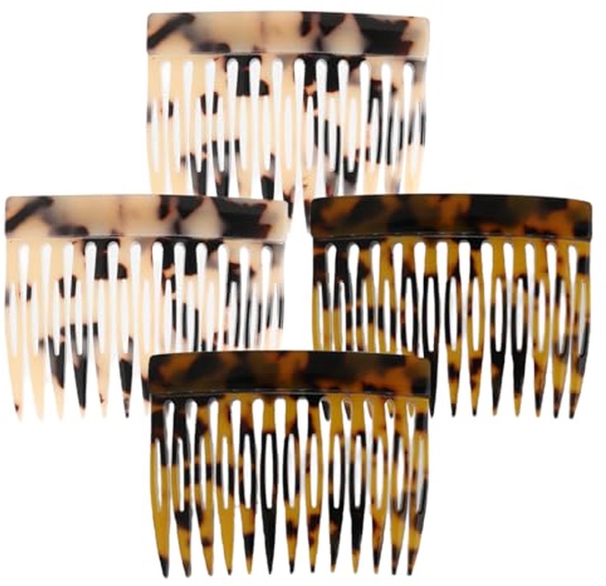 Haarkam Set - Grote Haarclips - Haar Styling - Duurzaam Celluloseacetaat - 4 Delig - Lichtbruin