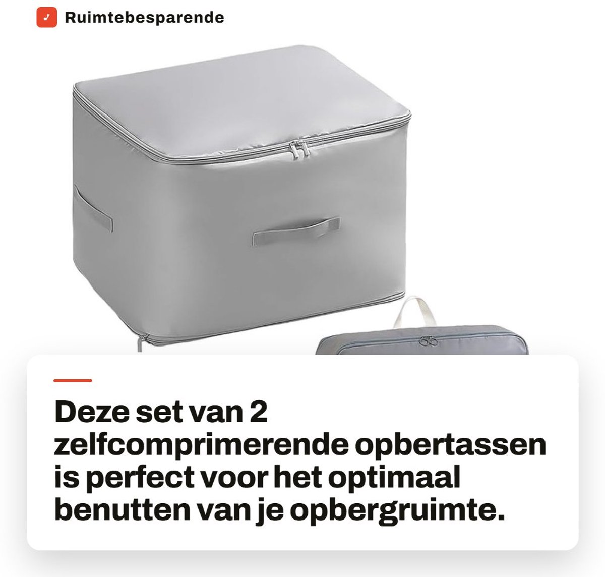 Dailygoods- Opbergtas 2-delig - Zelfcomprimerende Opbergtas - Ruimtebesparende Tas - Uitbreidbare Tas - Polyester - Geschikt voor Kleding en Beddengoed - Opbergzak