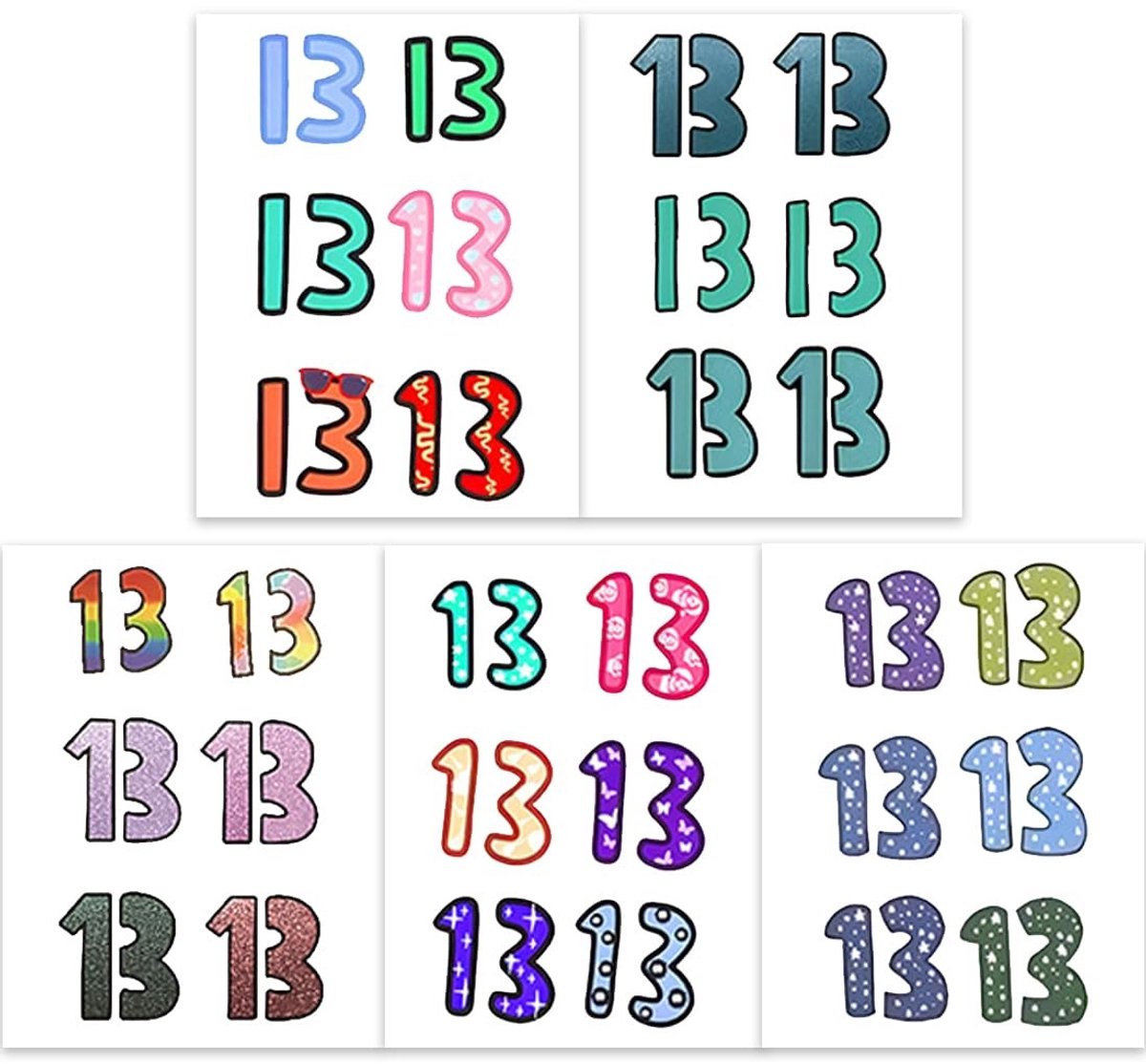 Dailygoods- Tattoostickers 30 stuks - Tijdelijke Tatoeages - Nummer 13 - Waterdicht - Zweetbestendig - Multifunctioneel Decoratie