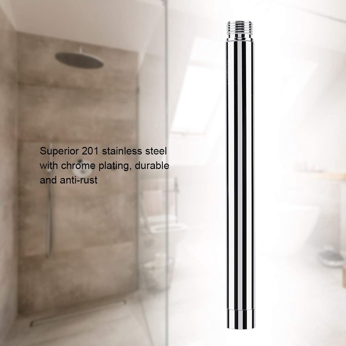 Dailygoods- Douche Verlengbuis 8 Inch - Roestvrij Staal - Handdouche Extender - Badkamer Accessoire - Eenvoudig te Installeren - G1/2" Draad - Douchearm