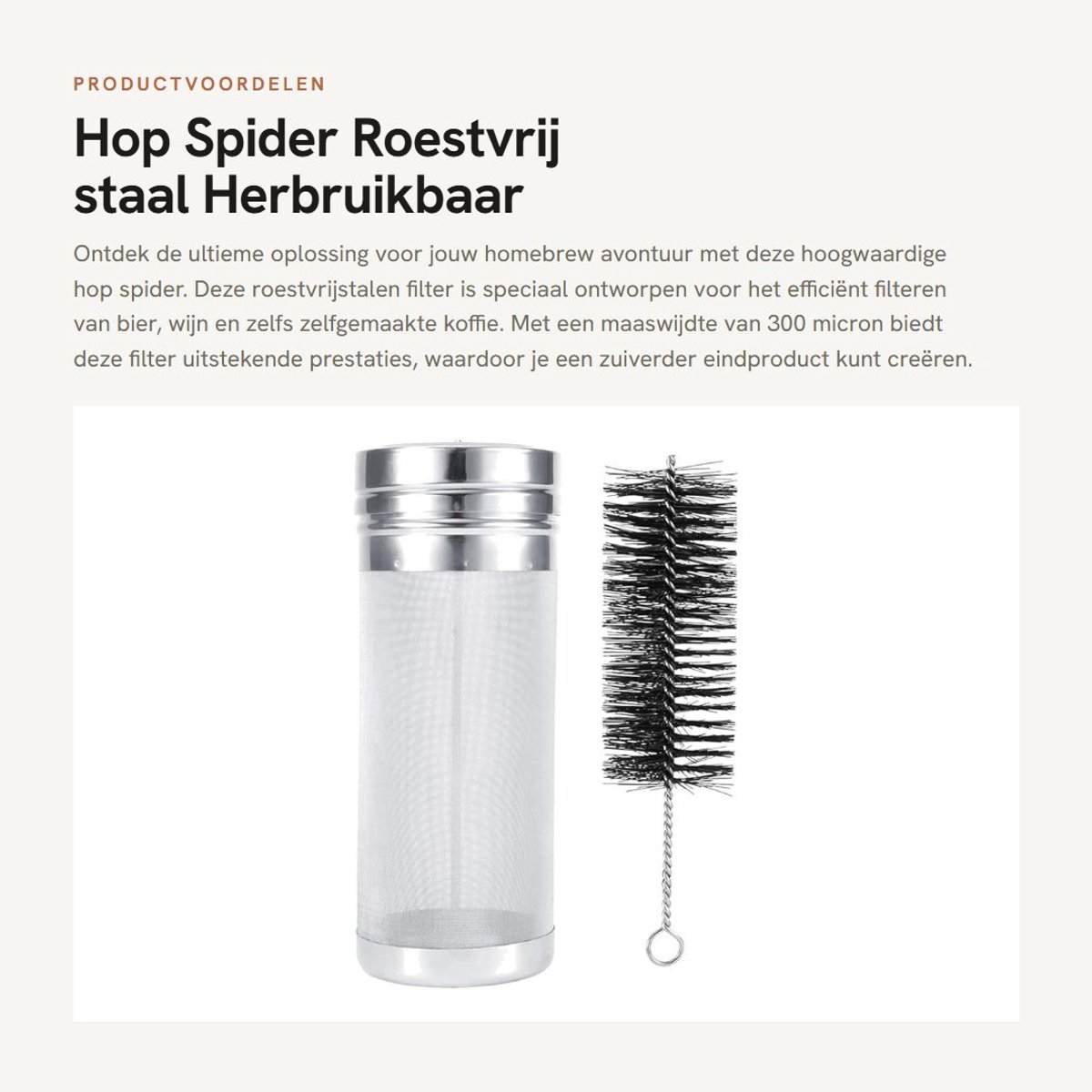 Dailygoods- Hop Spider 300 Micron - Roestvrij Staal - Herbruikbaar - Filter voor Bier/Wijn/Koffie - Duurzaam - Hoge Temperatuur Bestendig
