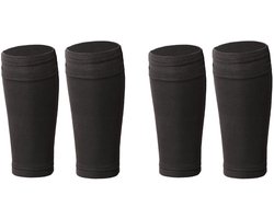 TuseRxln Voetbal Scheenbeschermer Sokjes - Shin Pad Sleeve - Dubbelwandig Ontwerp Ademende Structuur - 2 Paar - Voor Kinderen Tieners Volwassenen Zwart