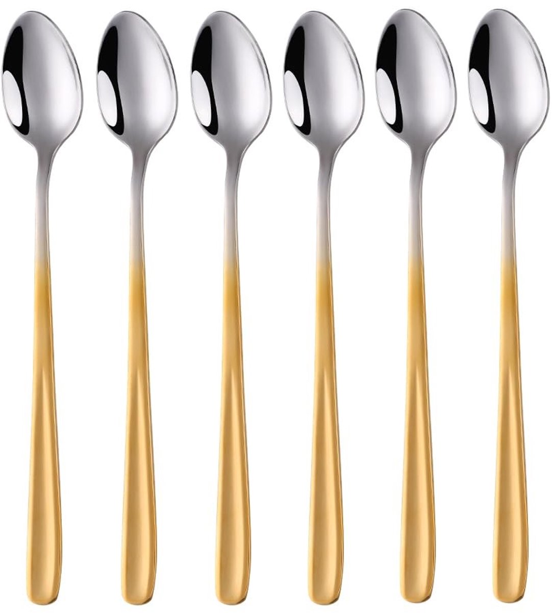 Dailygoods- Koffielepel 20 cm - Roestvrij Staal - Set van 6 - Ergonomisch Ontwerp - Vaatwasmachinebestendig - Voor Cappuccino/Yoghurt - Lepel