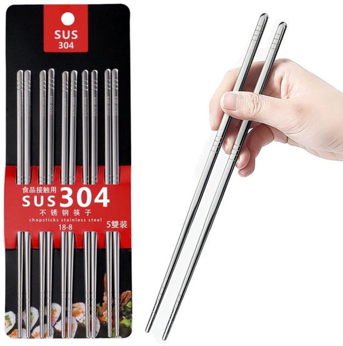 Dailygoods- Eetstokjes Roestvrij Staal - Vaatwasmachinebestendig