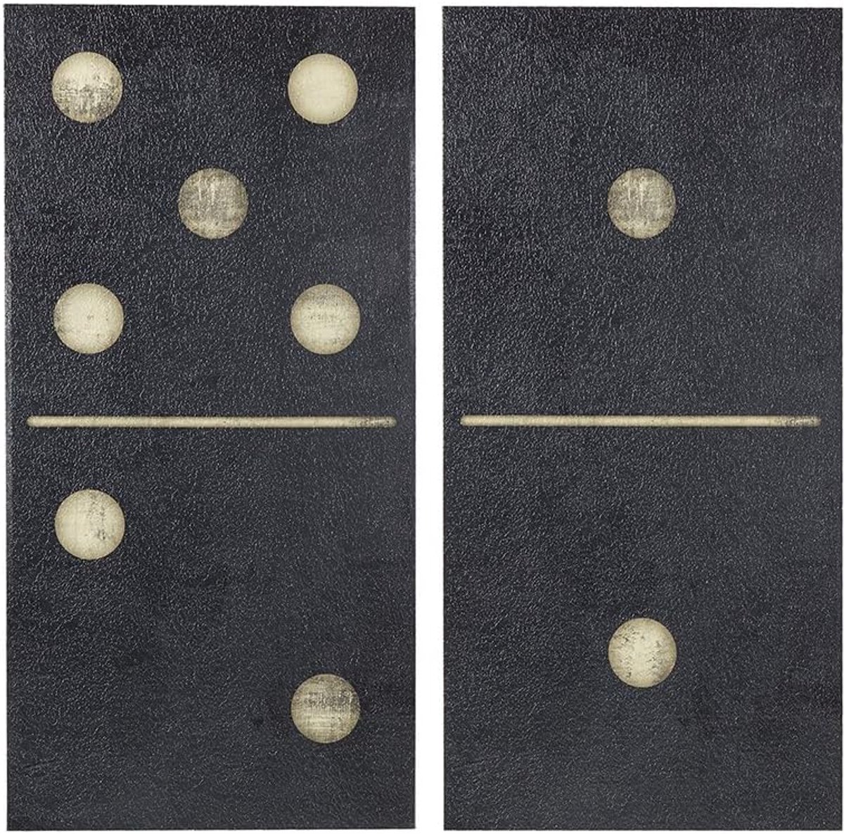 Wanddecoratie Canvas - Dominos Schilderset - Woonkamer Decoratie - Gel Gecoat Textuur - 2x 18 x 36 inch - Zwart Goud