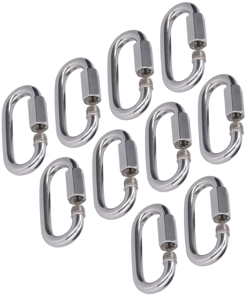 Dailygoods - Roestvrijstalen Snelkoppelingen - 10 Stuks Karabijnhaak met Schroefdraad