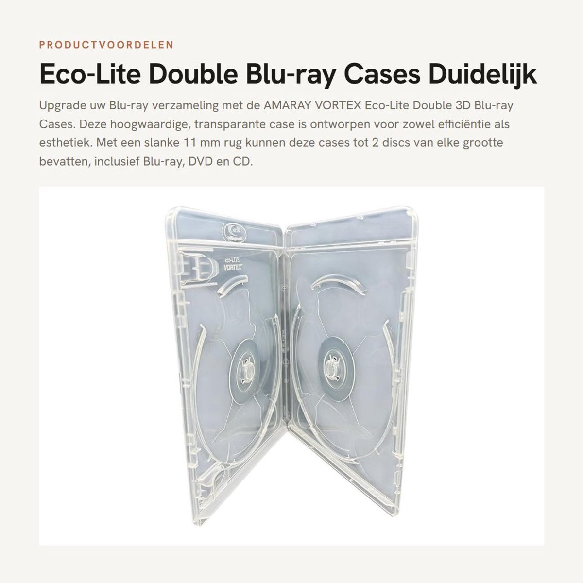 Dailygoods- Blu-ray Cases - Dubbele 2-Disc - 11mm Spine - Transparant - AGI Polymatrix - Inclusief Artwork Inlay - Dvd Hoes