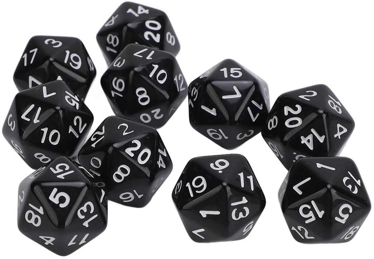 Dailygoods- Dobbelstenen Set 10 Stuks - 20-Zijdige Dobbelstenen - Duidelijke Cijfers - Lichtgewicht - Polyhedrale Dobbelstenen - Ideaal voor Tafelspellen - Rolspel Dobbelstenen