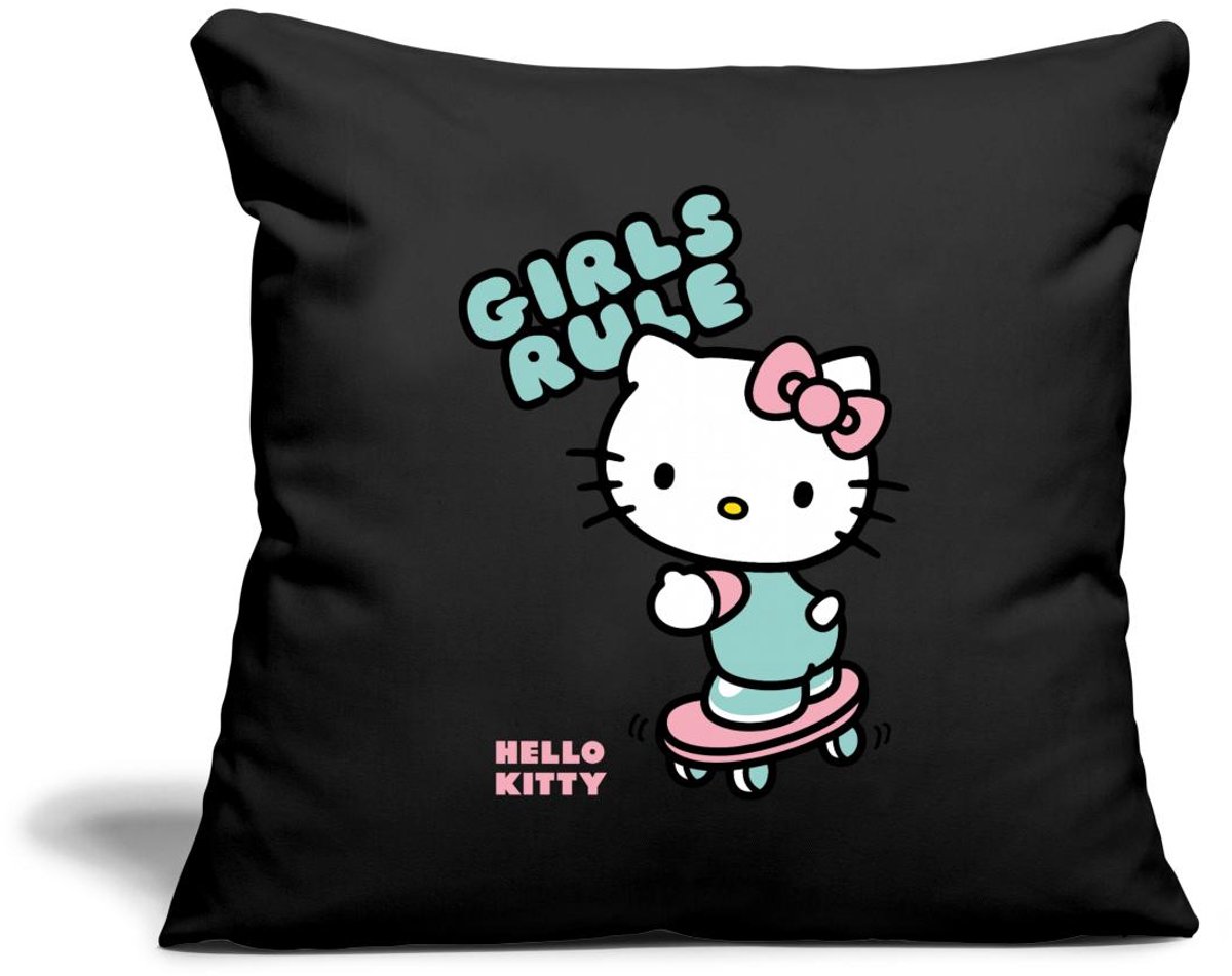 Hello Kitty Op Een Skateboard Met Girls Rules Sierkussenhoes, 45 x 45 cm
