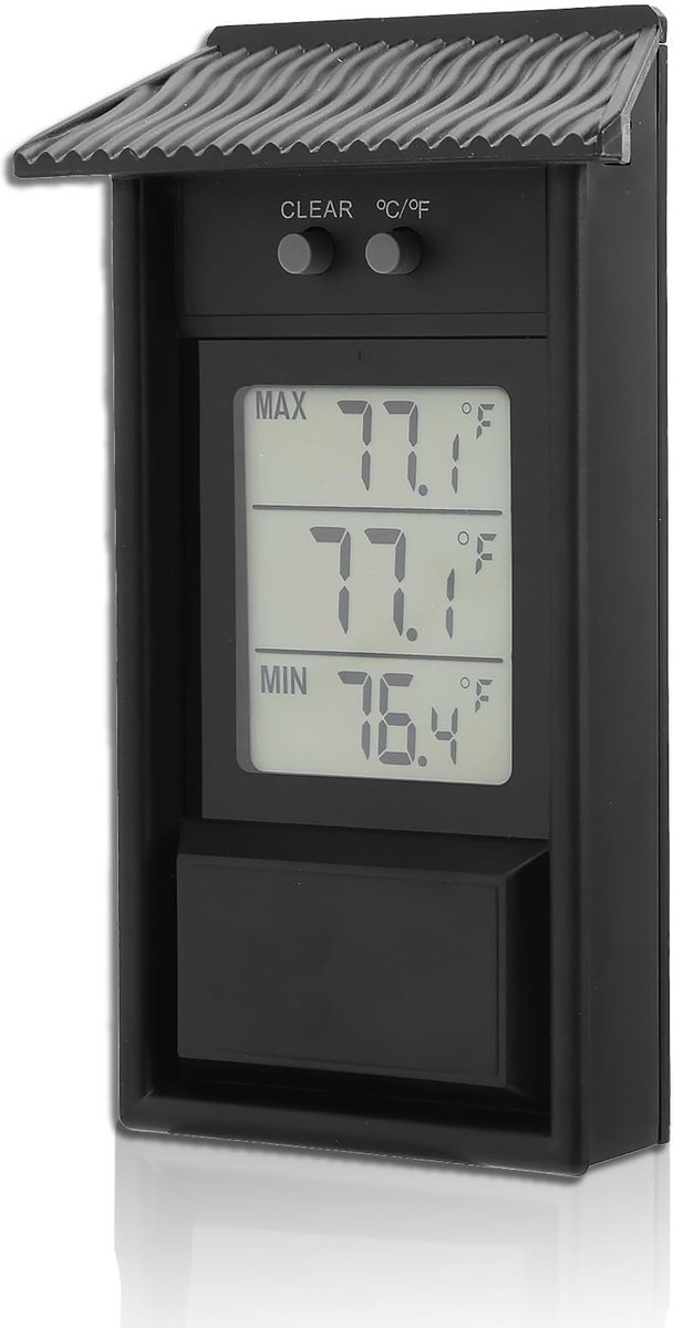 Dailygoods - Digitale Thermometer - Waterproof - Precisie - Geschikt voor Binnen en Buiten - Max Min Temperatuur - Tuin Greenhouse