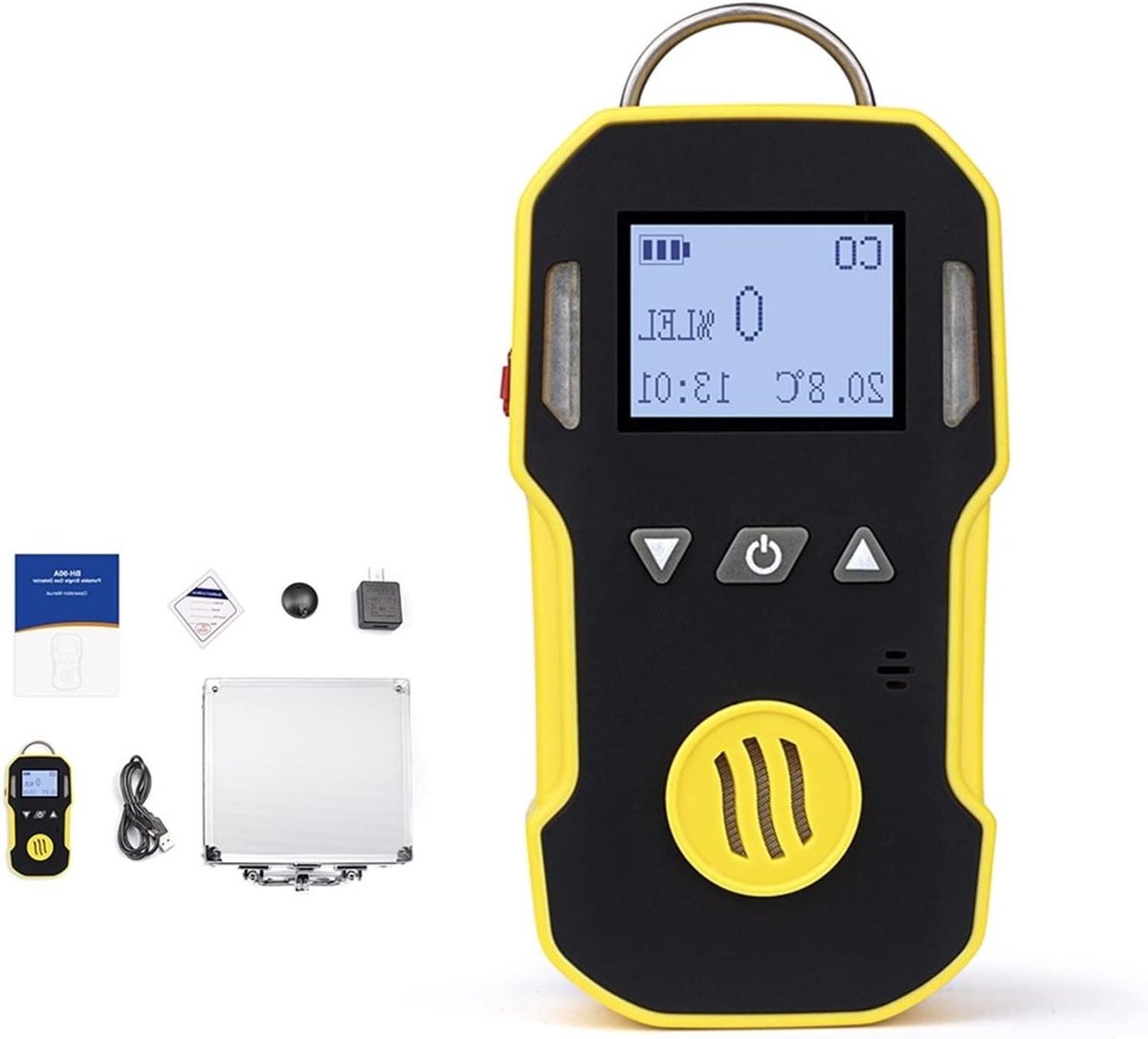 Gasdetector CO - Luchtkwaliteit meter - Veilige Werkomgeving - Drievoudig Alarm - 100mm x 60mm - Zwart
