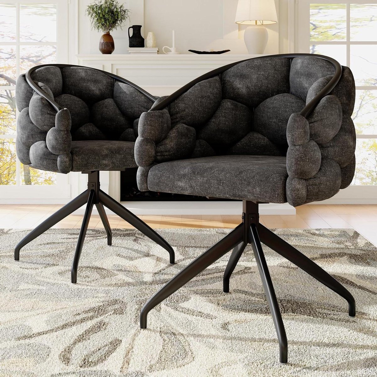 Draaistoel - Velours stoel - Comfortabel zitten - 360 graden draaibaar - 45 x 44 x 77.5 cm - Grijs
