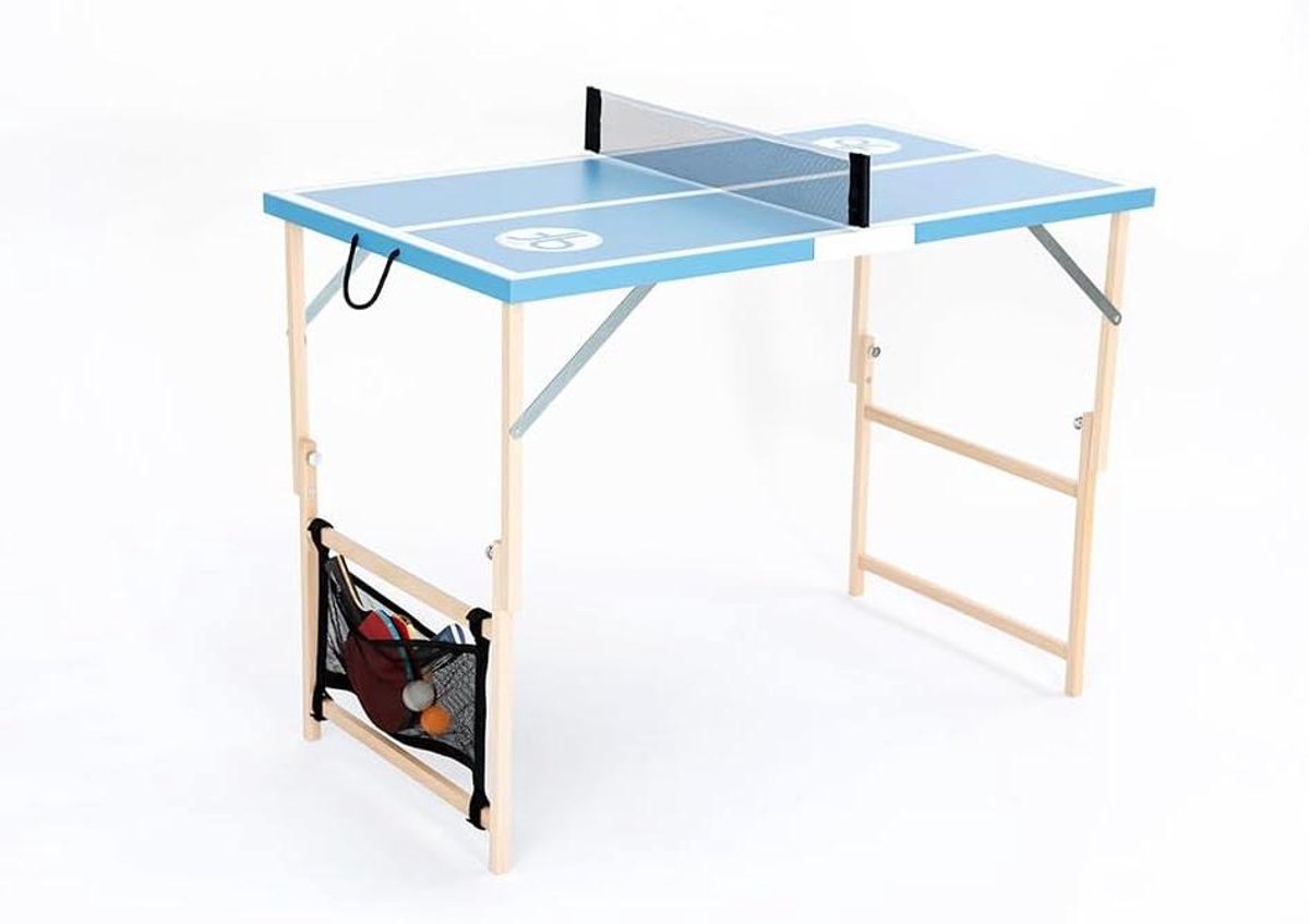 Mini Tafeltennistafel - Compact Tafeltennis - Binnen en Buiten - Snel Opgezet - 105 x 60 cm - Hemelsblauw