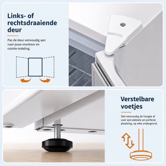 Celestul Mini Koelkast 45L - Koelkast met Vriesvak - Stille Minibar 41 dB - Compacte Koelkast voor Slaapkamer, Kantoor & Studentenkamer - Wit — afbeelding 3
