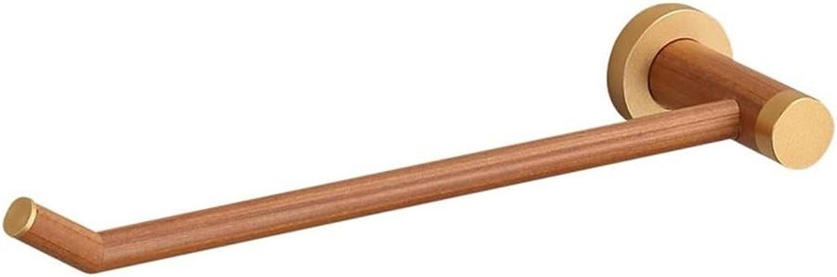 Badkamerplank Handdoekrek - Wandhouder - Handdoeken Ophangen - Houten en Metaal - 33 cm - Donker