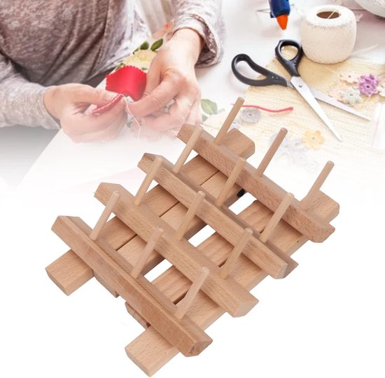 Houten Bobbin Rack voor 12 Spoelen - Vouwbaar Draadframe van Beukenhout met Grote Capaciteit voor Quilten en Borduren van Merkloos — afbeelding 5