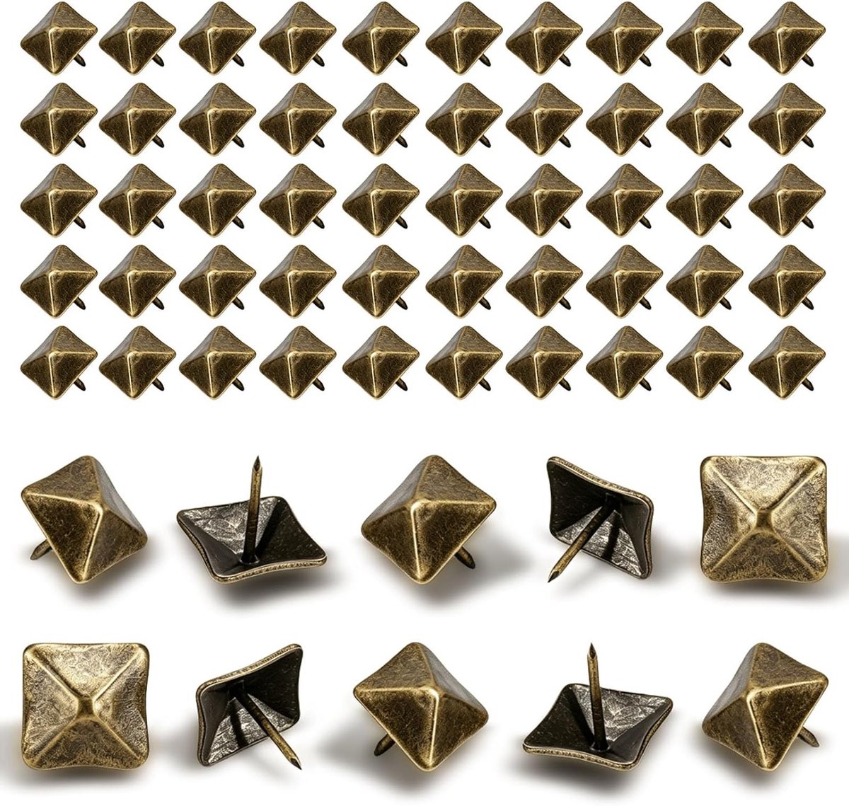 Set van 50 Decoratieve Spijkers, Antieke Vierkante Hoofd Spijkers voor Bekleding, Ideaal voor Klussen en Creatieve Projecten