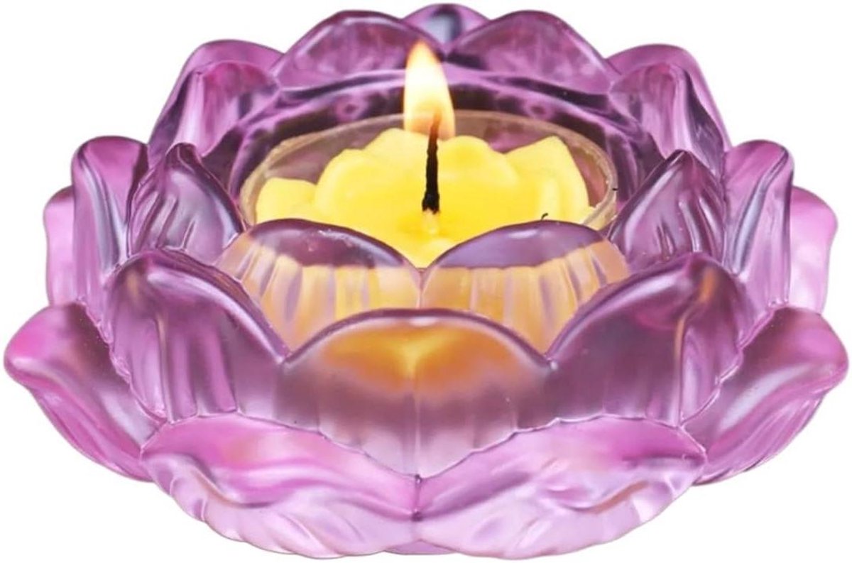 Theelichthouders 3 stuks - Bloem glas - Sfeervol decoreren - Elegante decoratie - 10x10x10 mm - Roze