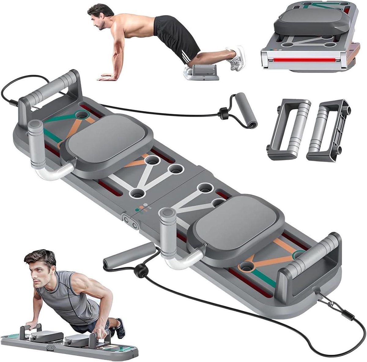 Push-up Bord - Fitness Trainer - Kracht Training - 5-in-1 Systeem - 86x23 cm - Grijs