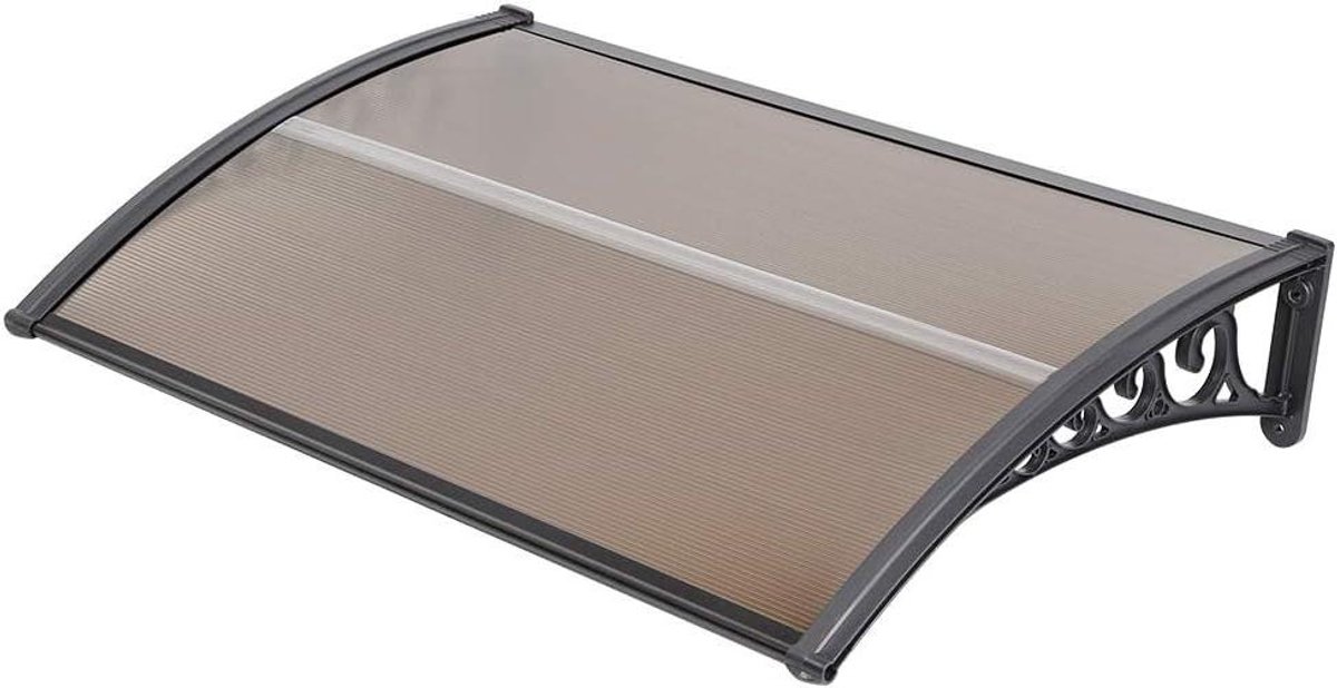 Voordeurluifel - Deur luifel dak - Huis beschermen - Polycarbonaat uv-bescherming - L 148 x D 98 cm - Bruin-zwart