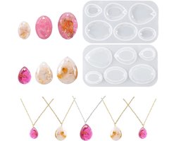 Sieraden Gietvormen voor Epoxyhars - Ovaal Pendant Necklace en Oorbellen Silicone Mallen voor Creatieve DIY Projecten