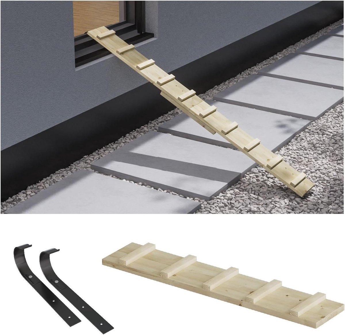 Kattenladder - Kattentrap balkon - Dierenplezier bevorderen - Individueel aanpasbaar - 1 meter - Bruin