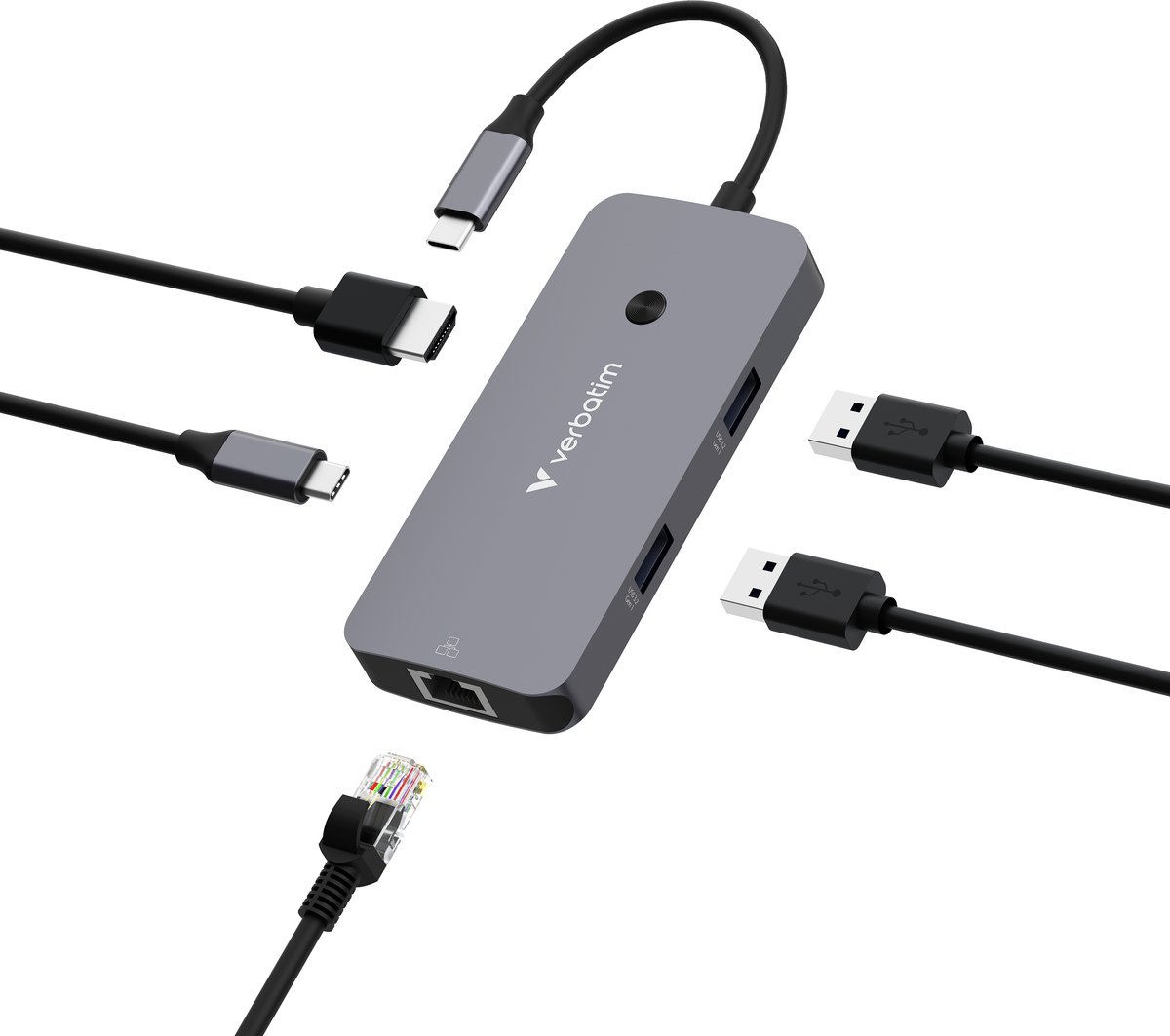 Verbatim Adapterhub USB-C - HDMI/USB-C/Eternet/2xUSB-A 3.0 aluminium/aluminium 32150