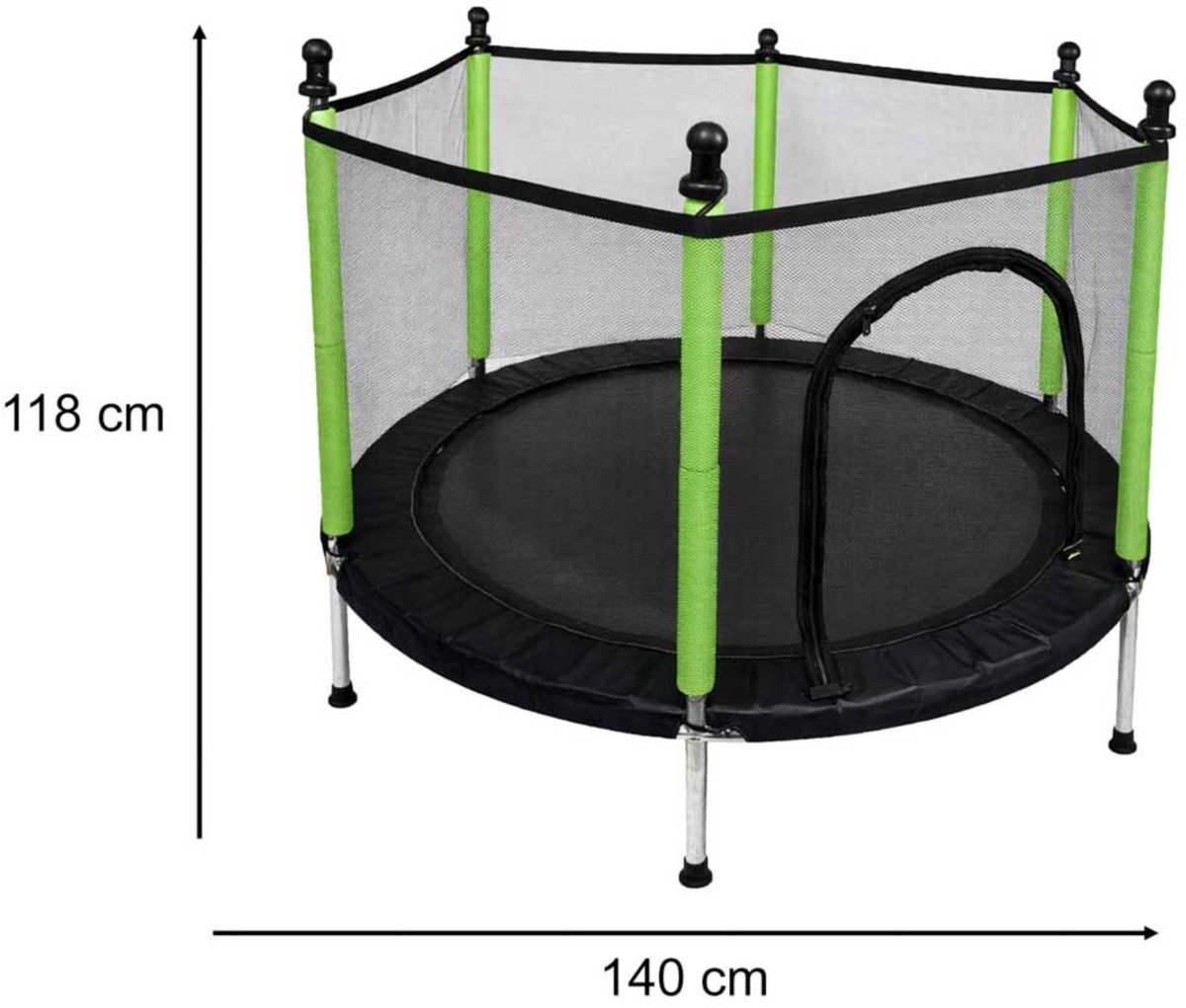 Trampoline voor kinderen - 140 cm met veiligheidsnet en ritsingang - Mini tuintrampoline met stabiel frame, antislip poten, springmat en ballen - Compacte trampoline voor tuin en binnen gebruik, veilig en stevig Met Ebook — afbeelding 7