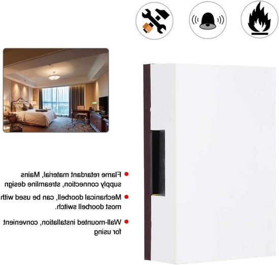 Ding Dong Bell eenvoudige handmatige mechanische bel deurbel voor Hotel Home Access Control System 220 V - Wired. . — afbeelding 5
