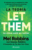 Boekomslag met de titel 'La Teoría Let Them', 'La clave está en soltar' en 'Mel Robbins'. Achtergrond is groen met gele spikkels.