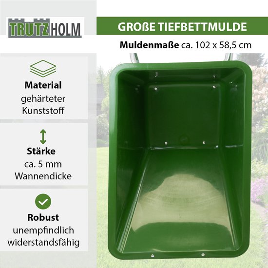 Hofkarre XL 220 L 300 kg Stahlfelge Luftrad Futterkarre Schubkarre Pferde Hof Stall — afbeelding 3