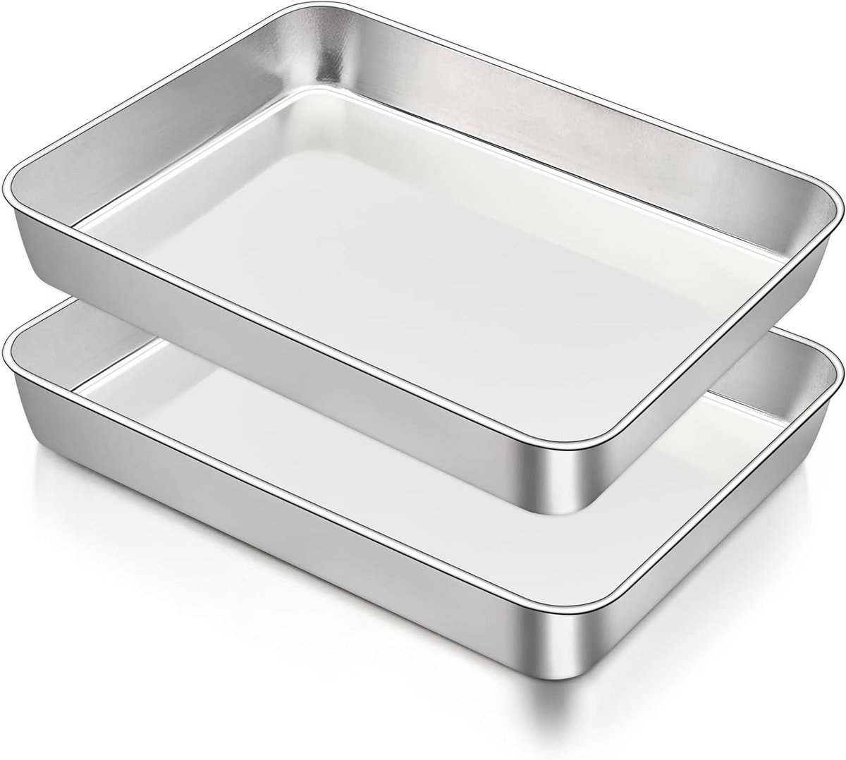 Rechthoekige bakplaat set van 2 diepe ovenvorm voor bakken braden en serveren vaatwasserbestendig veilig en gezond