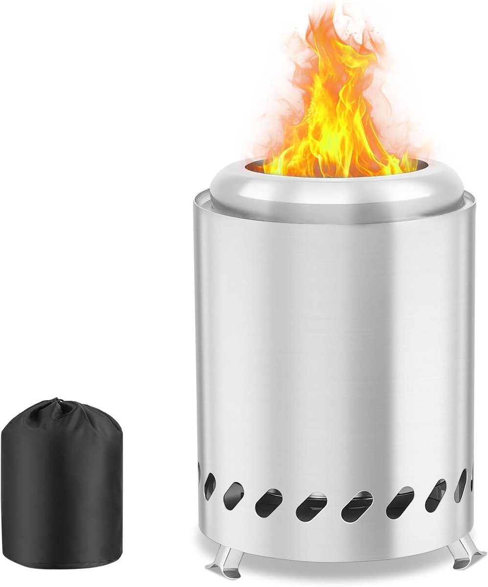 Draagbare vuurkorf voor buiten, roestvrijstalen en rookvrije mini kachel, ideaal voor kamperen en tuinfeesten, perfect als cadeau voor verjaardagen en huiswarming