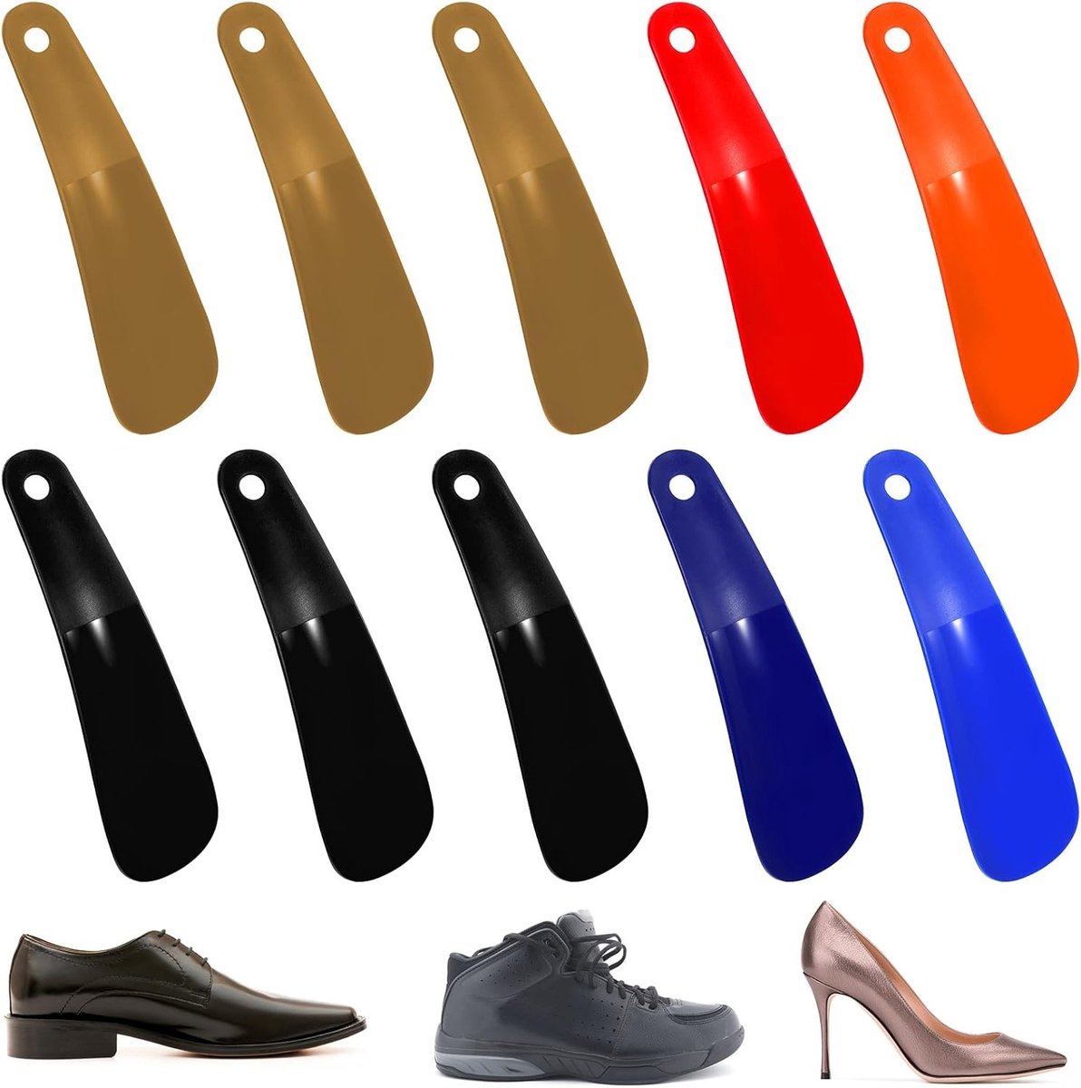 Set van 10 Mini Schoenlepels van 16 cm - Handige Plastic Schoenhulp voor Alle Schoenen, Hakken en Laarzen