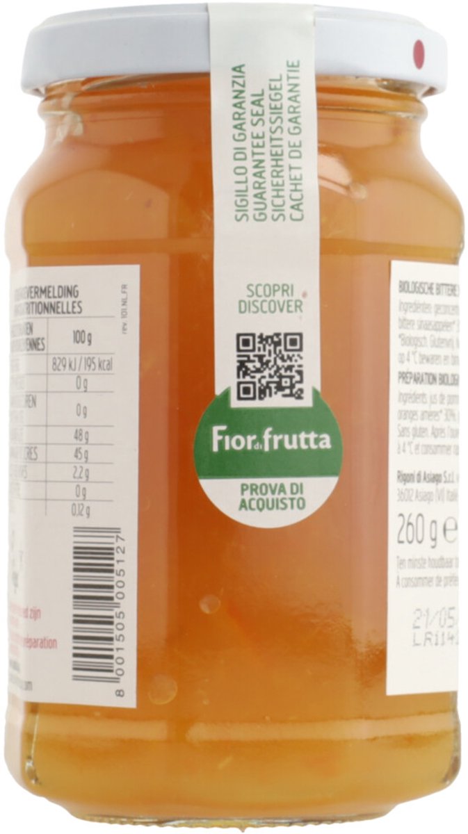 Fiordifrutta - Biologische Jam Bittere Sinaasappel - 6 x 250 gr - Voordeelverpakking