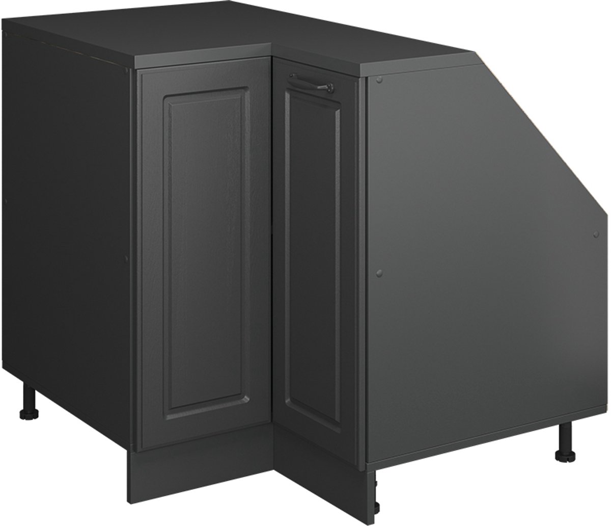 Vicco R-Line Hoekkeukenkast voor schuine wand – 75.6 cm met 1 deur, kastromp 60 cm diepte Antraciet landhuis