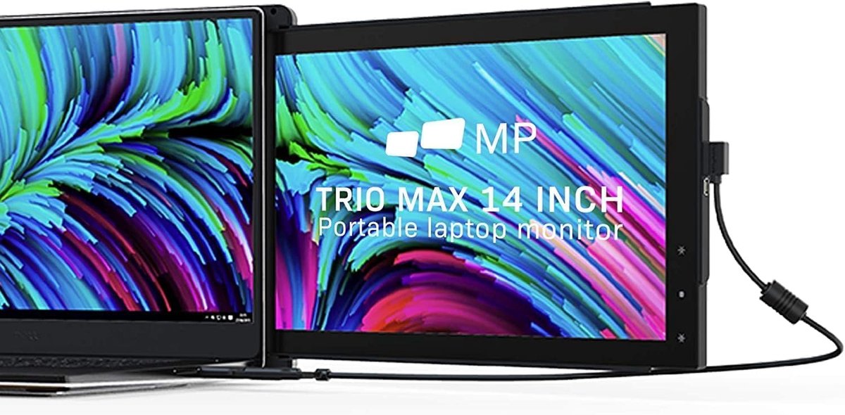 Mobile Pixels Trio Max 14.1 inch draagbare monitor – triple laptop scherm extender FHD IPS – dual screen uitbreiding met kickstand – USB C en USB A portable display – compatibel met Windows macOS Android en Switch