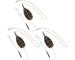 Set van 3 inline methode feeders voor karpervissen, inclusief visvoer, ideaal voor effectief en eenvoudig voeren tijdens het vissen