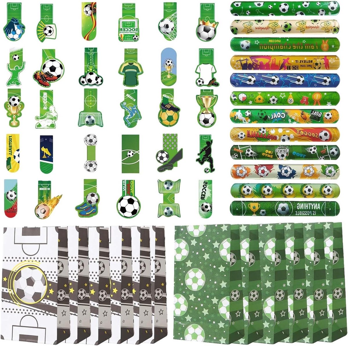 54-delige Voetbal Feest Favorieten Tassen met Boekenlegger en Armband voor Verjaardagsfeest en Bruiloft