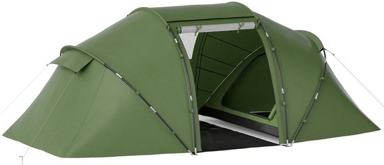 Familietent - 4-6 personen - Opvouwbare kampeertent - Met 2 slaapgedeeltes - Inclusief waterdichte opbergtas - Geschikt voor strand en wandelen - Afmetingen: 430x230x170 cm