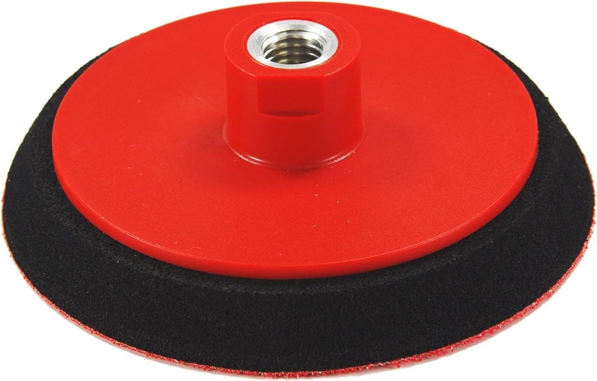 Steunplaat Vast - Polijstschijf - Auto Polijsten - Elastische Rand - 123 mm - rood