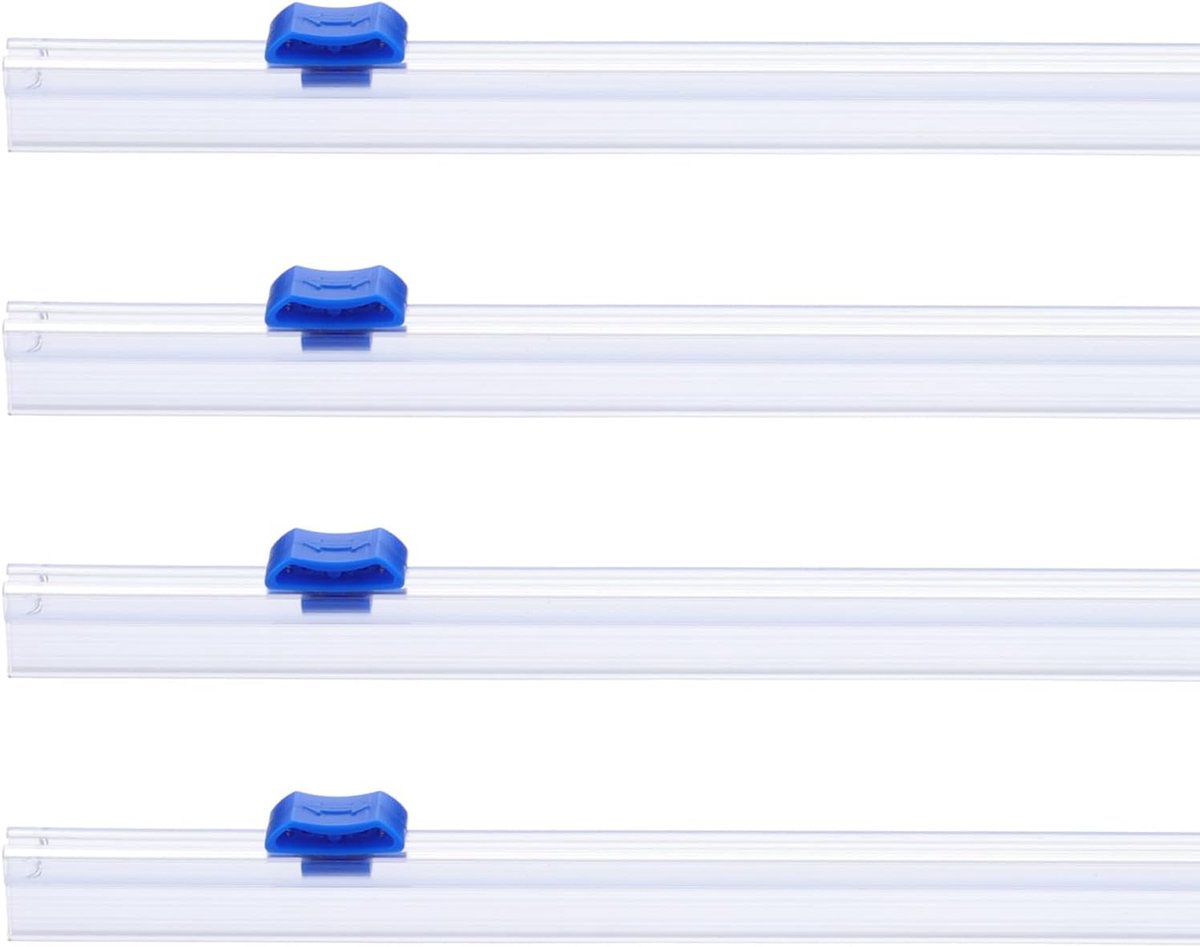 4pcs Plastic Wrap Cutter - 13 inch Plastic Wrap Slide Cutter - Snap Card Slot Installation - Replacement for Aluminum Foil - Wax Paper Parchment Paper Wrap Dispenser - Blue