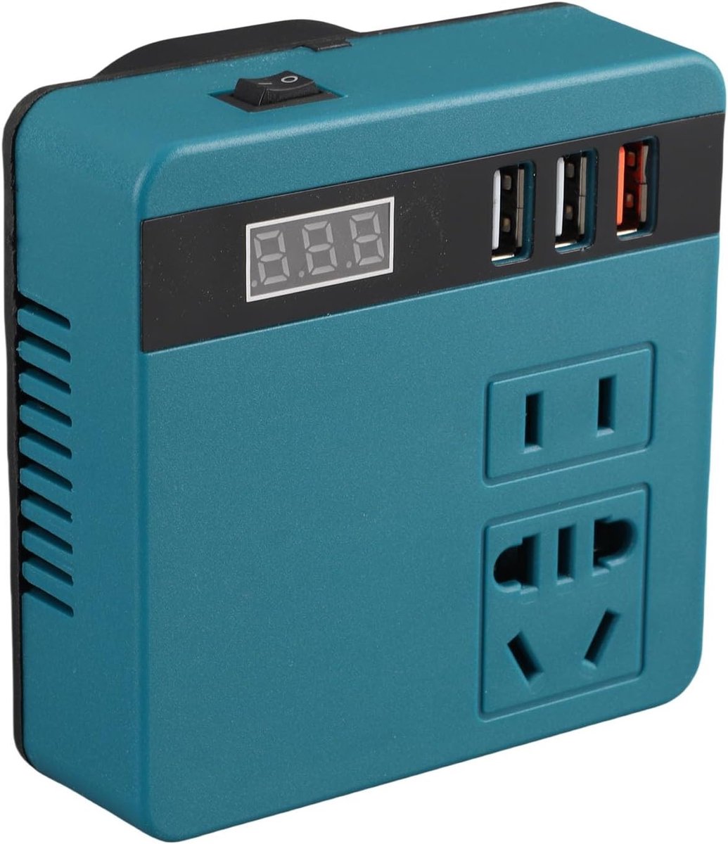 Krachtige 120W Auto Omvormer voor Snelladen van Laptop, Telefoon en Tablet, 18V-21V DC naar 220V AC, Ideaal voor onderweg en reizen