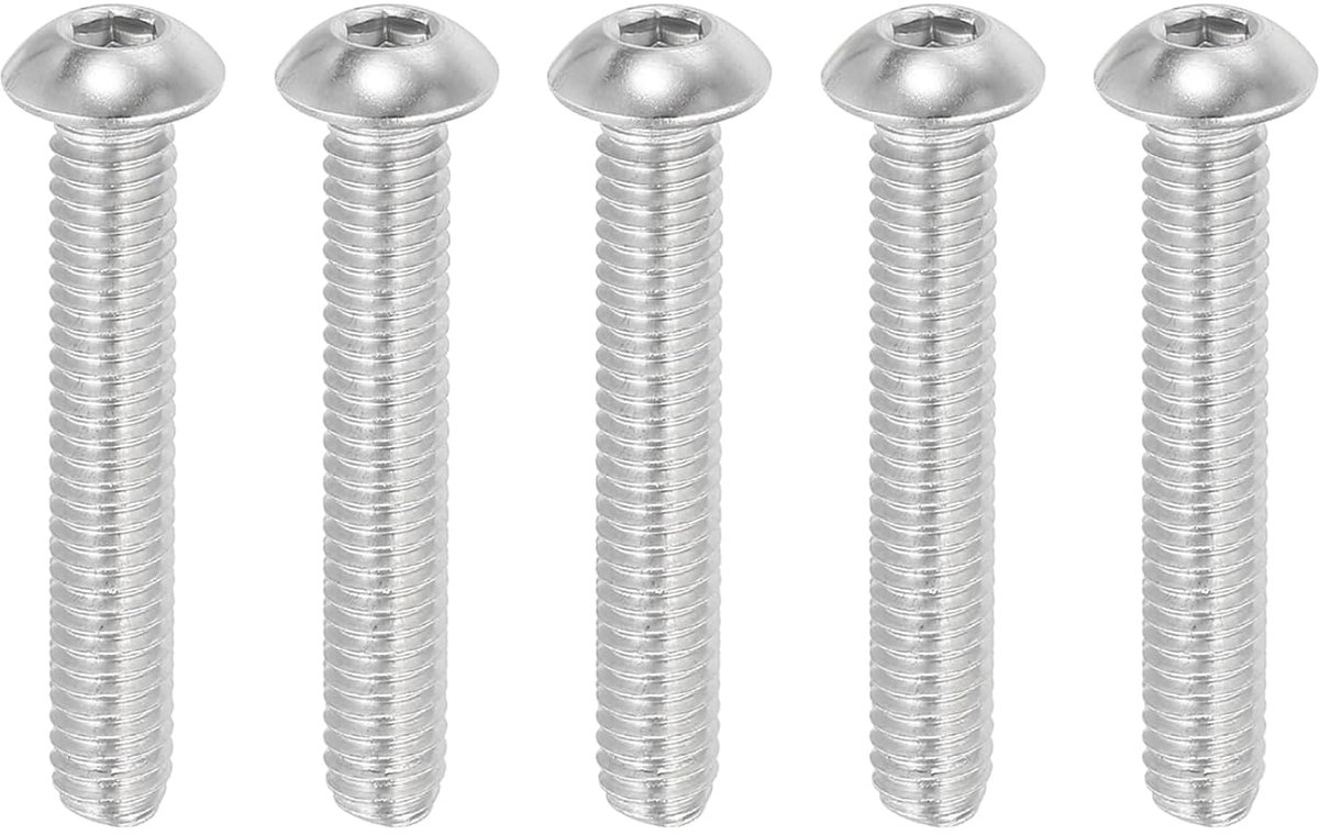 5/16-18x2-1/2" Hexagon Socket Head Screws - 5 Stuks - RVS 304 - Allen Hex Drive - Volledig Gewonden - Fijne Draad - UNC