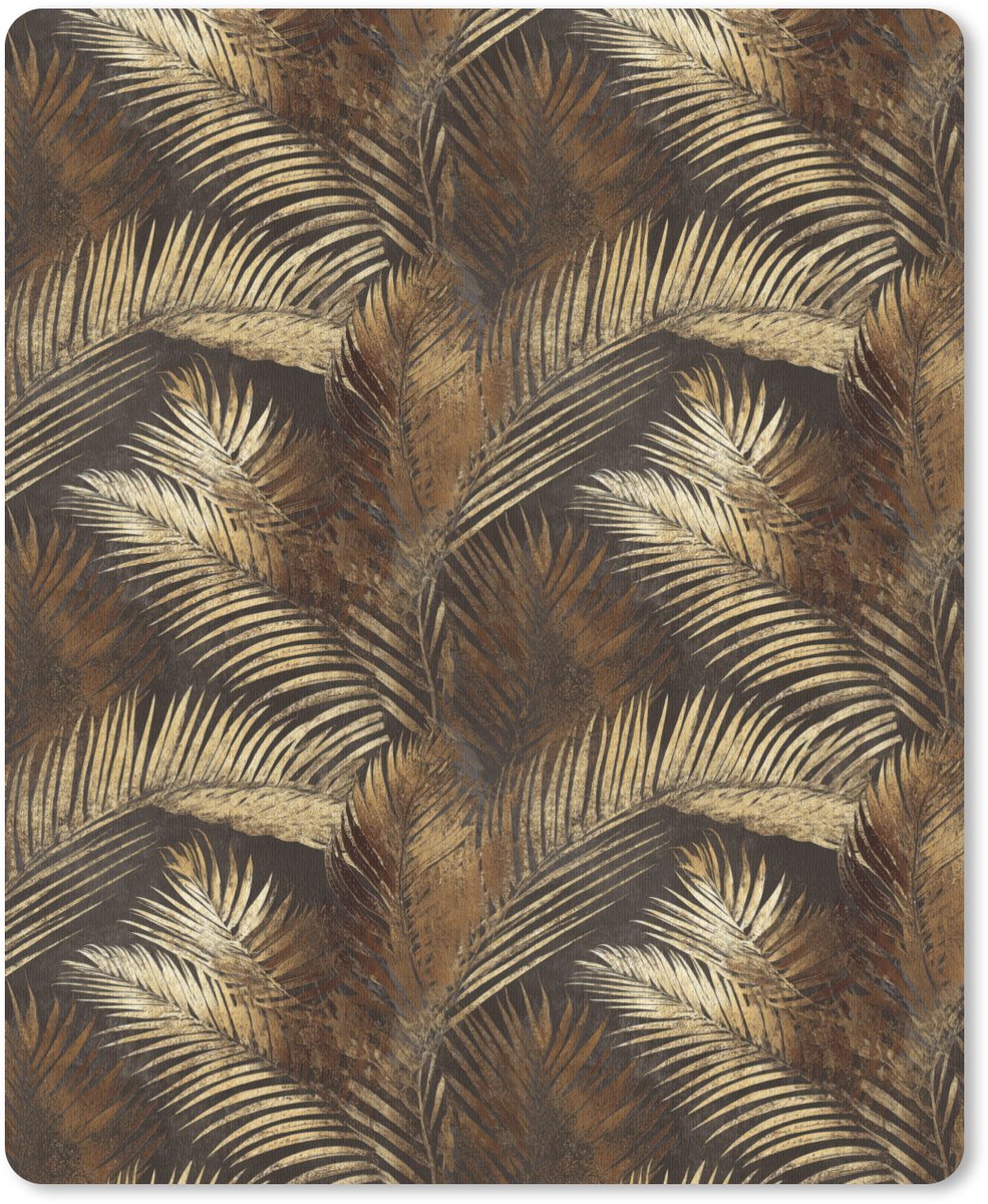 Muismat 12x16 cm - Mousepad Tropisch - Bladeren - Goud - Muismatten